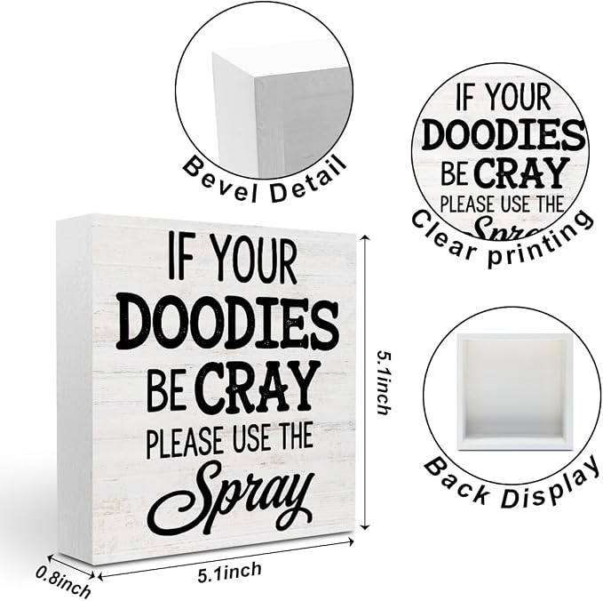 Funny Bathroom Wood Box Sign - Image 2