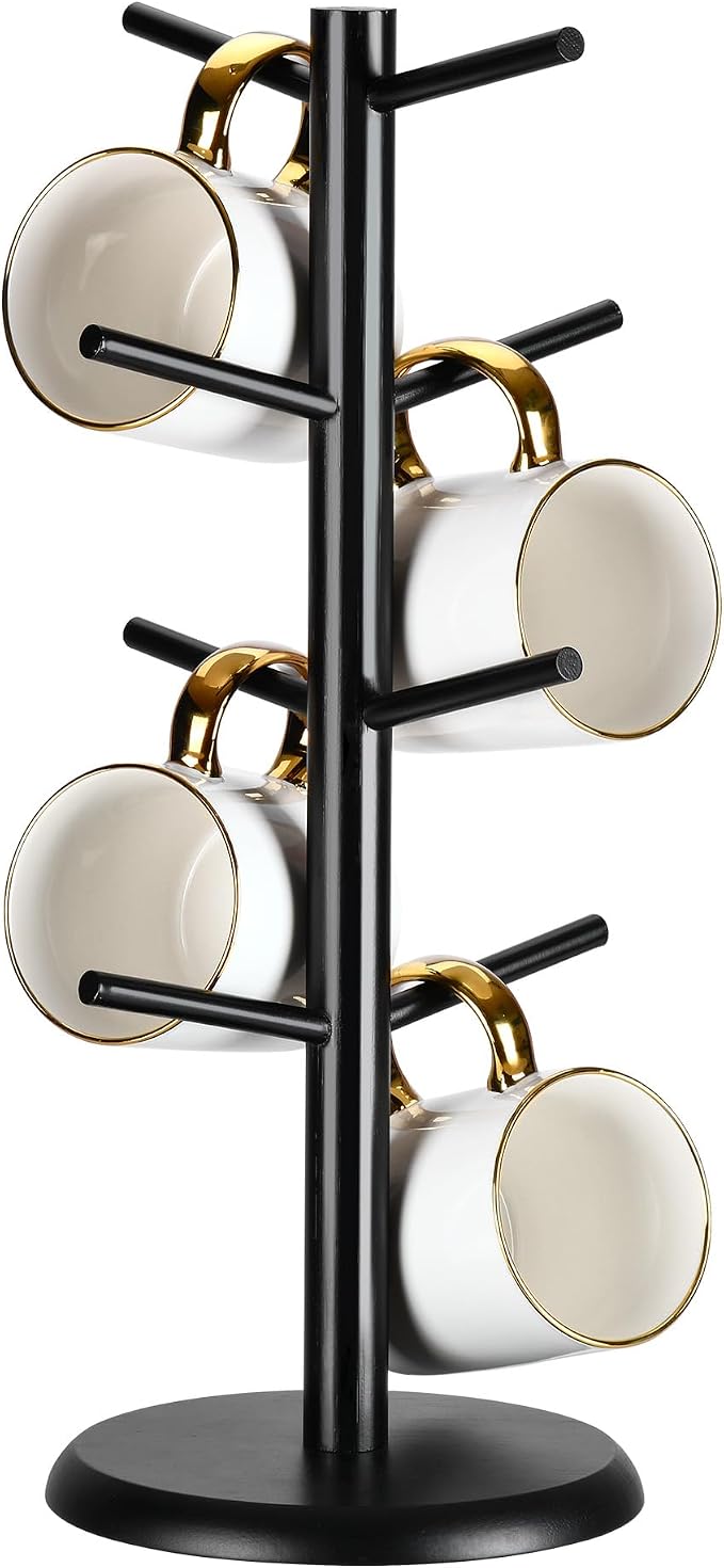 Lorbro Coffee Mug Tree with 8 Hooks, Mug Tree Stand, Wooden Coffee Cup Holder by Lorbro
