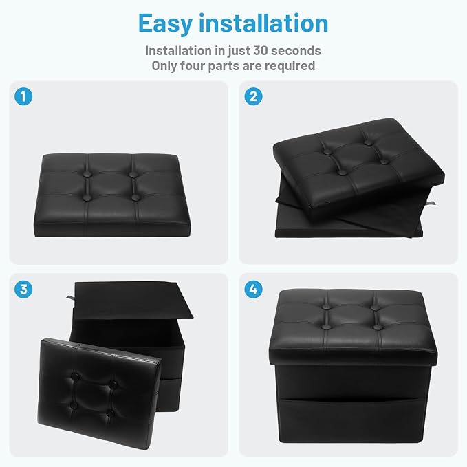 Bsketa Storage Ottoman Foot Rest Stool, Small Leather Storage Ottomans Bench - Image 4
