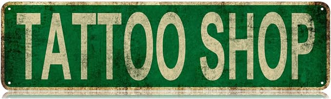 Metal Tin Sign Tattoo Shop sign Retro Aluminum Metal Sign by Unknown