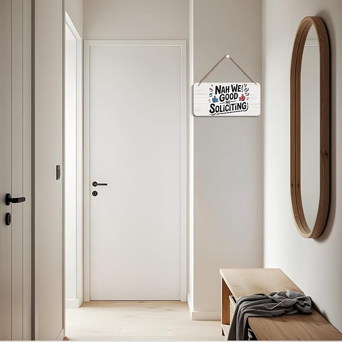 Funny Wooden Wall Sign Decor, Nah We Good No Soliciting Wall Signs Plaques - Image 2