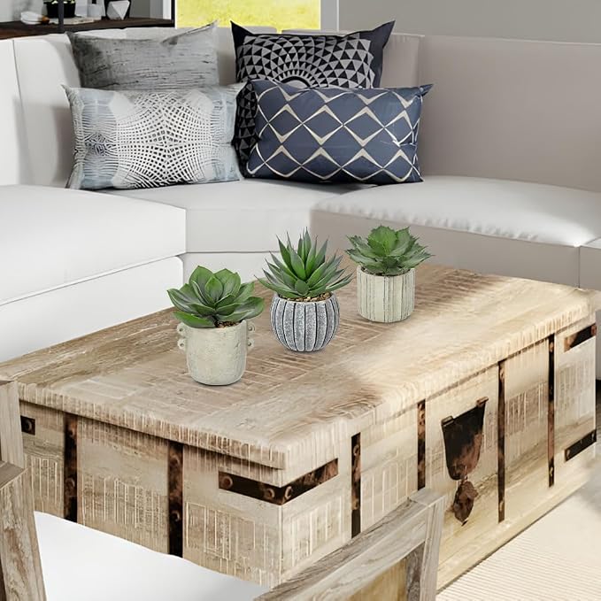 Briful 3 Pack Faux Succulent Plants in Vintage Cement Pots – Artificial Aloe - Image 4