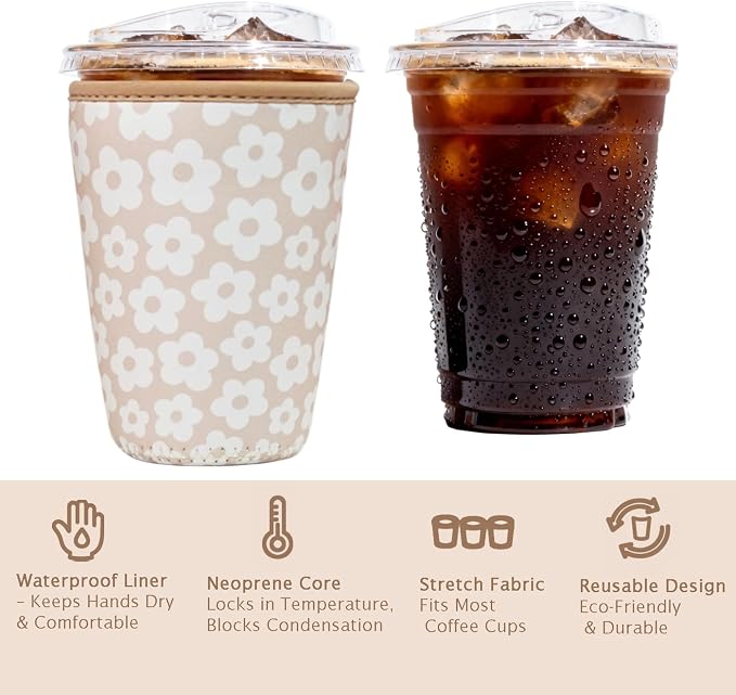 Reusable Insulated Sleeve for Iced Coffee Cup, Beverage Holder for Iced Coffee - Image 6