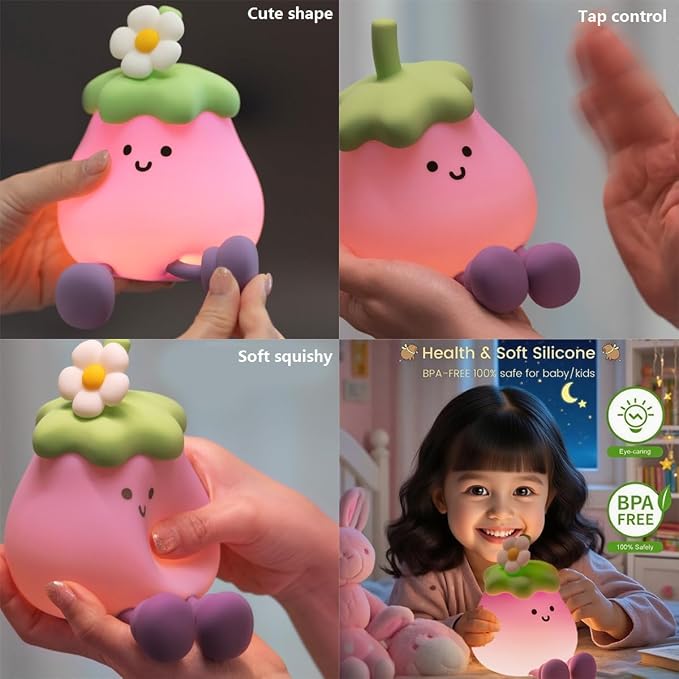 Eggplant Night Light for Adults Kids, Cute Silicone Dimmable Sleeping - Image 6