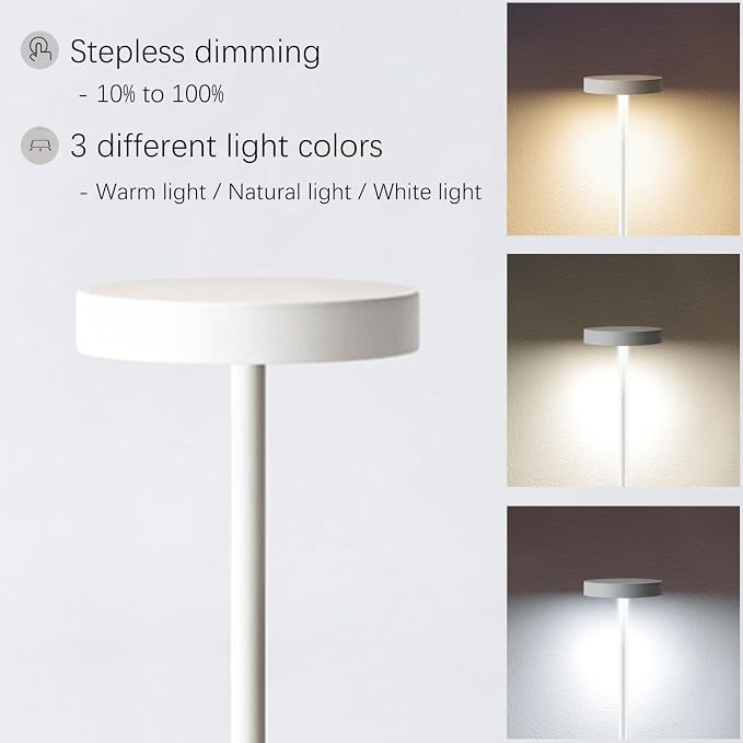 2 Pack Cordless Rechargeable Table Lamp, 3 Color Temperature & Dimmable - Image 2