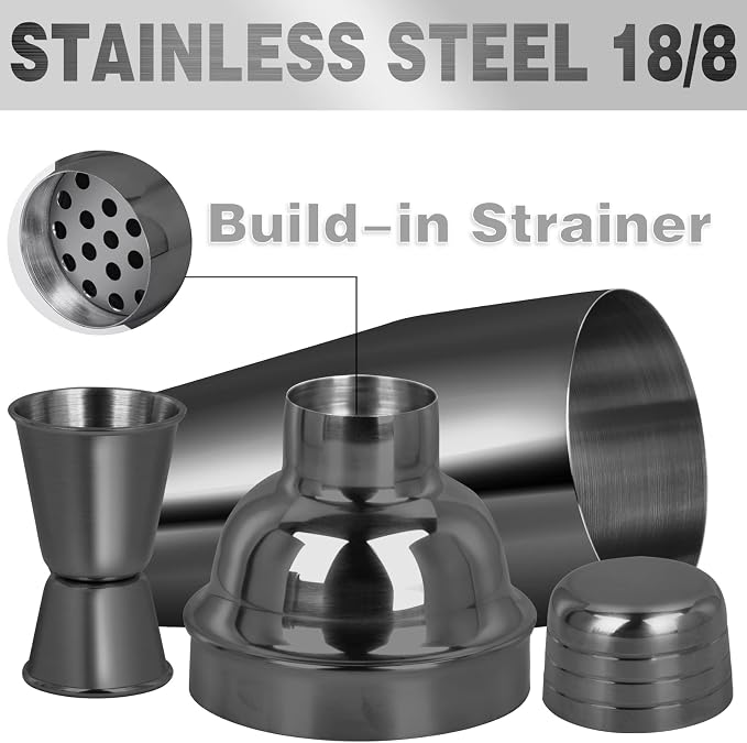 Large 24oz Cocktail Shaker Set, Stainless Steel 18/8 Martini Mixer Shaker - Image 3
