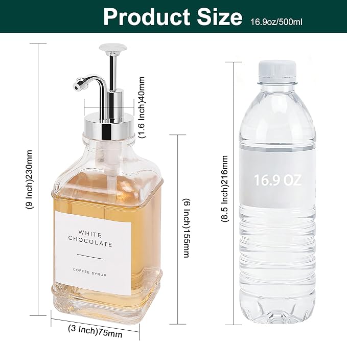 Coffee Syrup Dispenser for Coffee Bar, Refillable Maple Syrup Storage, Coffee - Image 2