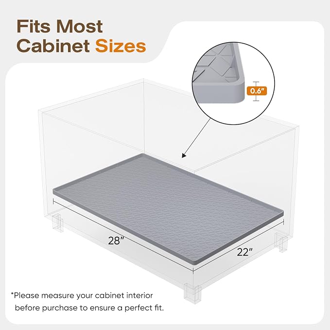 TRZZ Silicone Waterproof Under Sink Mat 28" x 22", Drip Tray and Cabinet Liner - Image 2