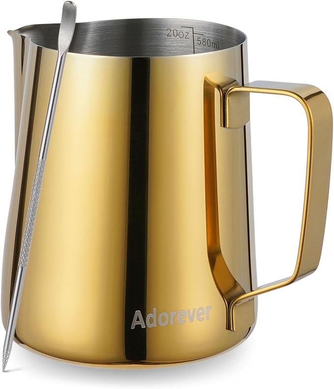 Milk Frothing Pitcher, 600ml Steaming Pitchers Stainless Steel Milk Coffee by Adorever