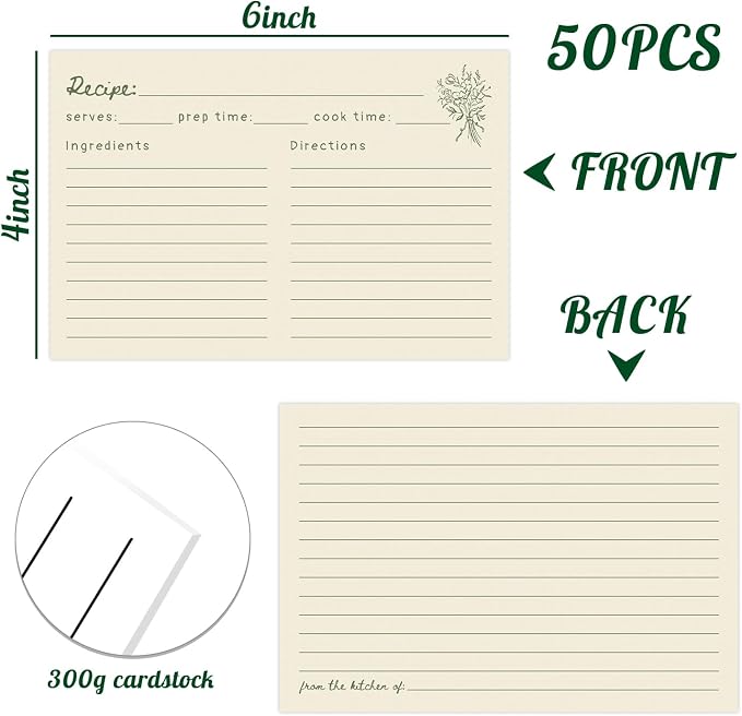JOETMAE 50PCS Minimalist Retro Flower 4×6 Recipe Cards - Image 2