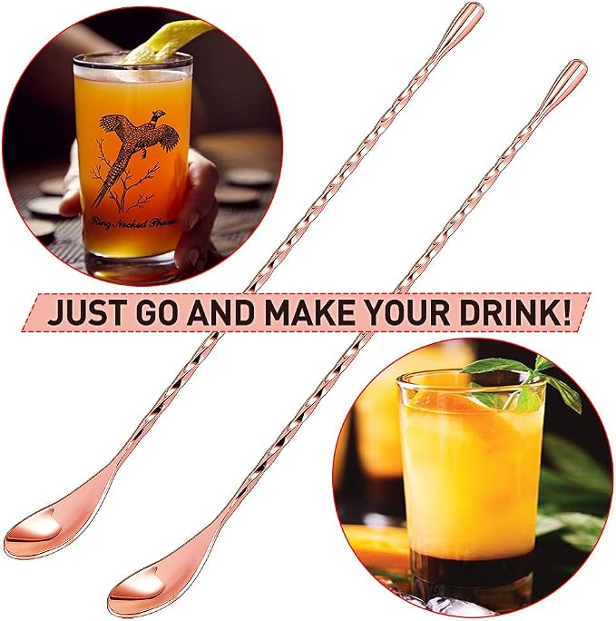 12 Inches Mixing Spoon Stainless Steel, 2 Pack Spiral Pattern Bar Spoon - Image 7