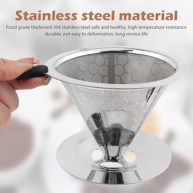 Pour Over Coffee Dripper, Double Mesh Coffee Filte-r Paperless Coffe-e Strainer - Image 6