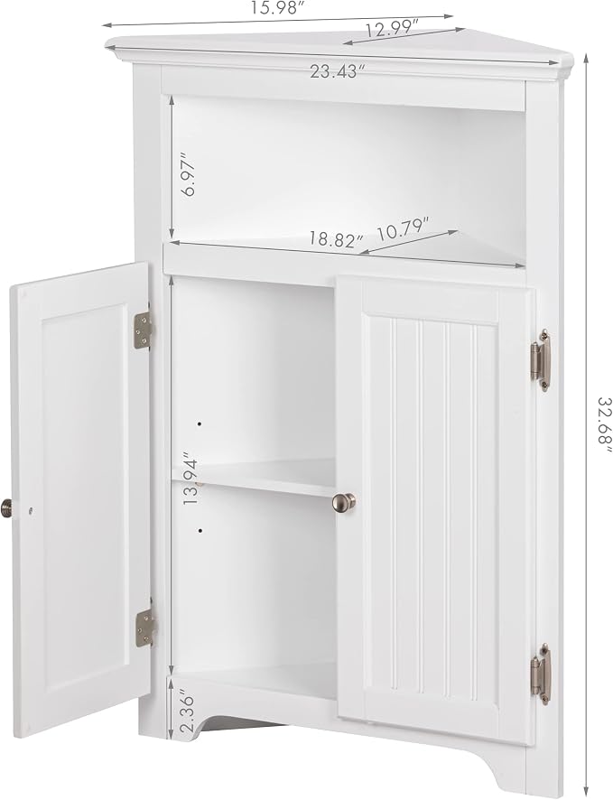 UTEX Bathroom Corner Storage Cabinet, Small Floor Corner Cabinet - Image 2