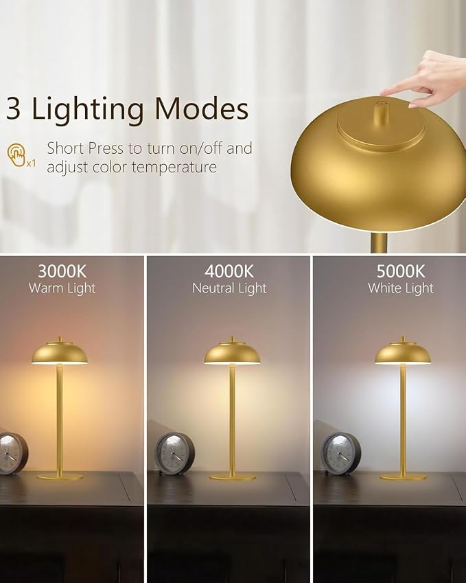 4 Pack Gold Led Cordless Table Lamps Rechargeable, Cordless Touch Lamp Battery - Image 3