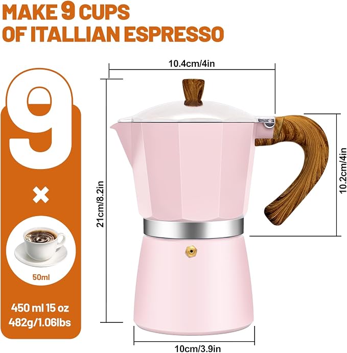 9 Cup Aluminum Espresso Stovetop Moka Pot Express Coffee Maker Percolator - Image 2