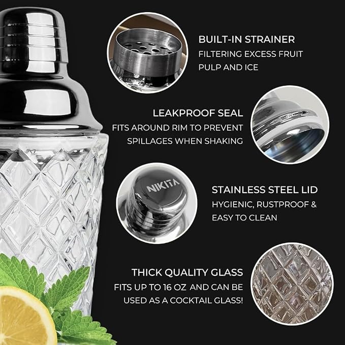 Nikita Cocktail Shaker, 5-Piece Martini Shaker & Bartender Kit - Image 4