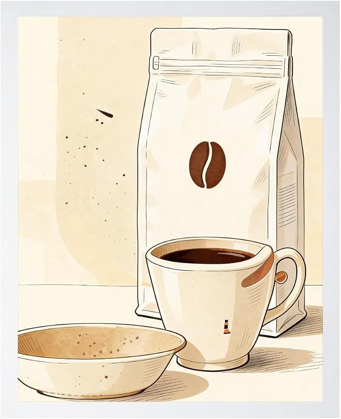 Lawrence Williams Designs Coffee Cup and Beans Poster by LawrenceWilliamsDesigns