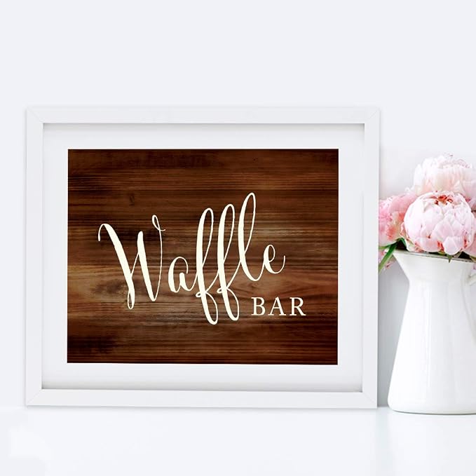 Andaz Press Wedding Party Signs, Rustic Wood Print, 8.5x11-inch, Waffle Bar - Image 5