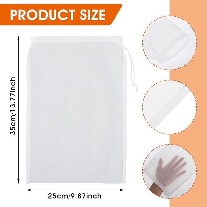 WLLHYF 4 Pack Nylon Nut Milk Bag 14 × 10 Inches Fine Mesh Cheese Cloth Multiple - Image 3