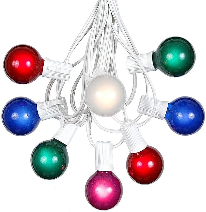 G40 Patio String Lights with 25 Multi Globe Bulbs by NoveltyLights-LightExperts