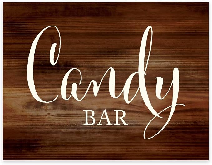 Andaz Press Wedding Party Signs, Rustic Wood Print, 8.5x11 inch, Candy Bar by AndazPress