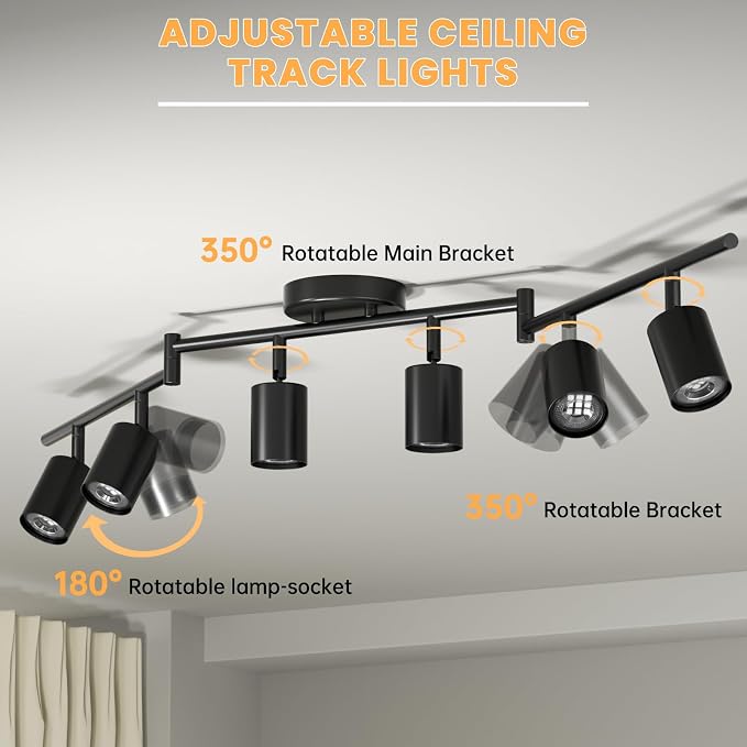 LED 6 Light Track Lighting Kit, 3 Color Adjustable Ceiling Spot Lighting - Image 4
