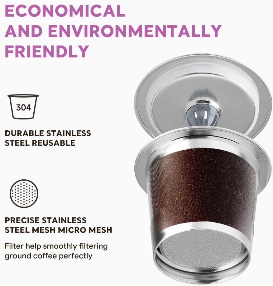 Reusable K Cups Coffee Filter, 2 Pack Stainless Steel K Cup Reusable Coffee Pods Filters with 15 O-Rings for K eurig 1.0 & 2.0 Coffee Makers Metal K-cup Refillable