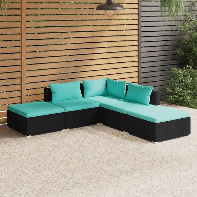5-Piece Modular Outdoor Garden Lounge Set, Sectional Sofa Couch and Footrest - Image 2