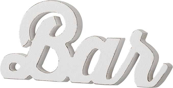 Rustic Coffee Bar Signs for Home Bar Wall 9 Inch, Distressed White Bar by Sintosin