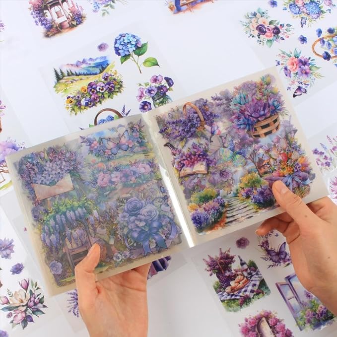 30 Sheets Precut Purple Garden Landscape Stickers Book - Image 7