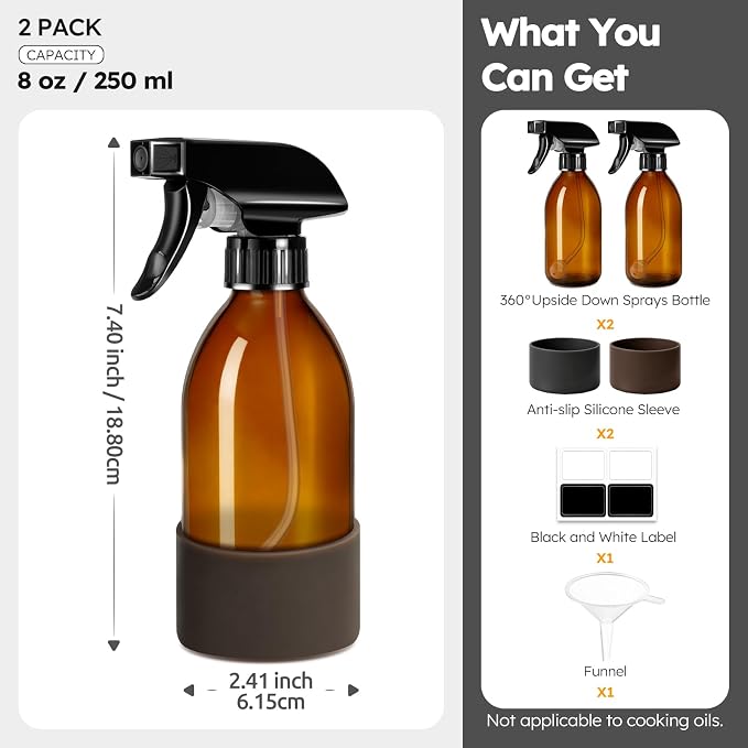 Tecohouse 2 Pack 360° Amber Glass Spray Bottles - Image 5