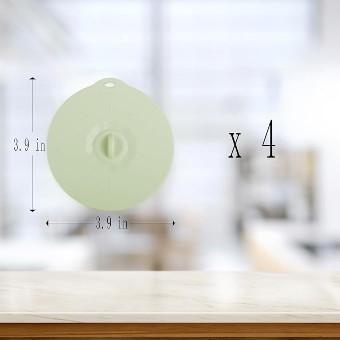 4 Pack 3.9" Silicone Lids for Cups Bowls Plates Pans, Microwave Splatter Cover - Image 3