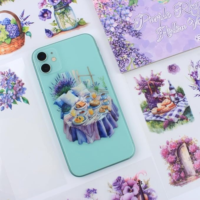 30 Sheets Precut Purple Garden Landscape Stickers Book - Image 6
