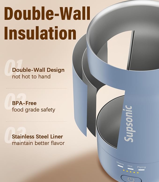 Supsonic - 14oz Heated Coffee Mug, Self-Heating Travel Mug - Image 6