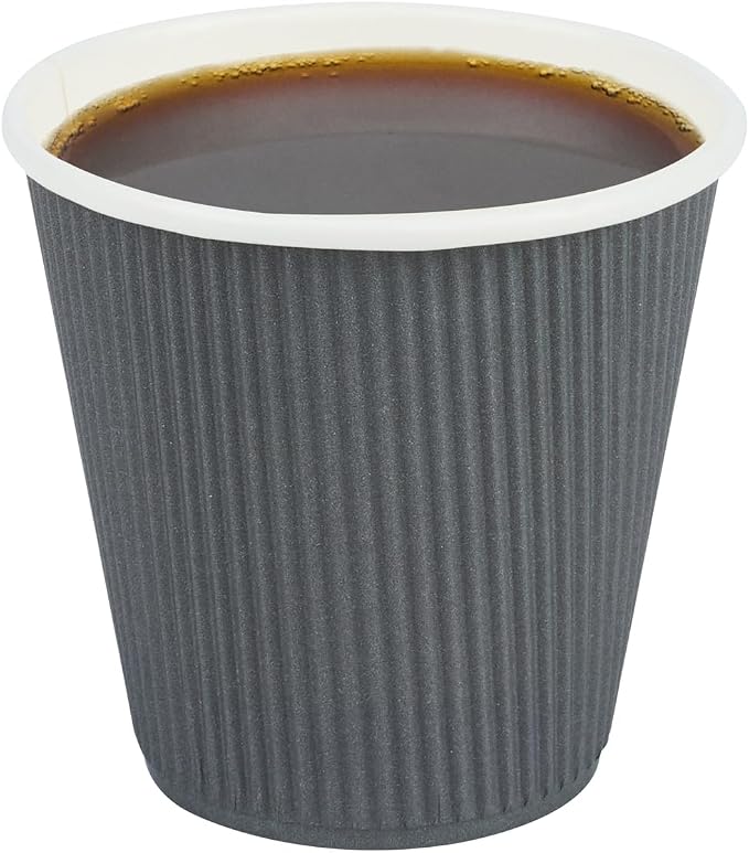 Restaurantware Ripple Wall Coffee Cups 25 Count 8 Ounce Insulated Gray Paper by Restaurantware