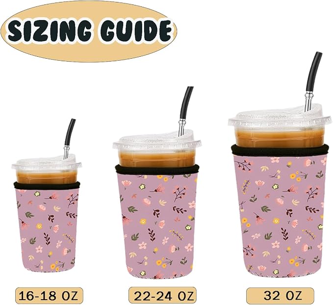 Reusable Insulated Neoprene Iced Coffee Cup Sleeve, Durable Drink Sleeve - Image 5