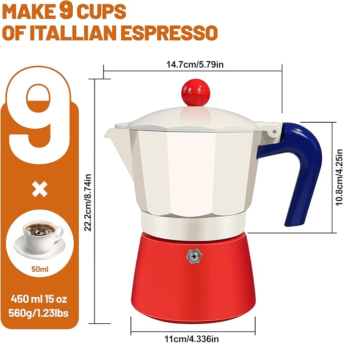 9 Cup Aluminum Espresso Stovetop Moka Pot Express Coffee Maker Percolator - Image 2