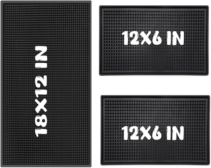 WANGCHAO 3 pcs Black 8mm Thick Anti-Skid Non-Toxic Rubber Bar Mat by WANGCHAO