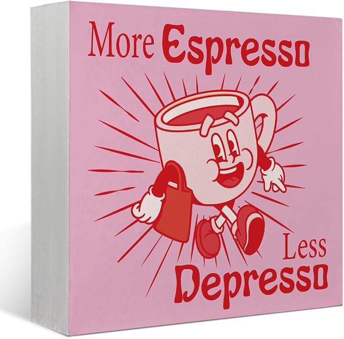 Pink Coffee Bar Decor, More Espresso Less Depresso Sign, Funny Coffee Table by FLVGEArtDecor