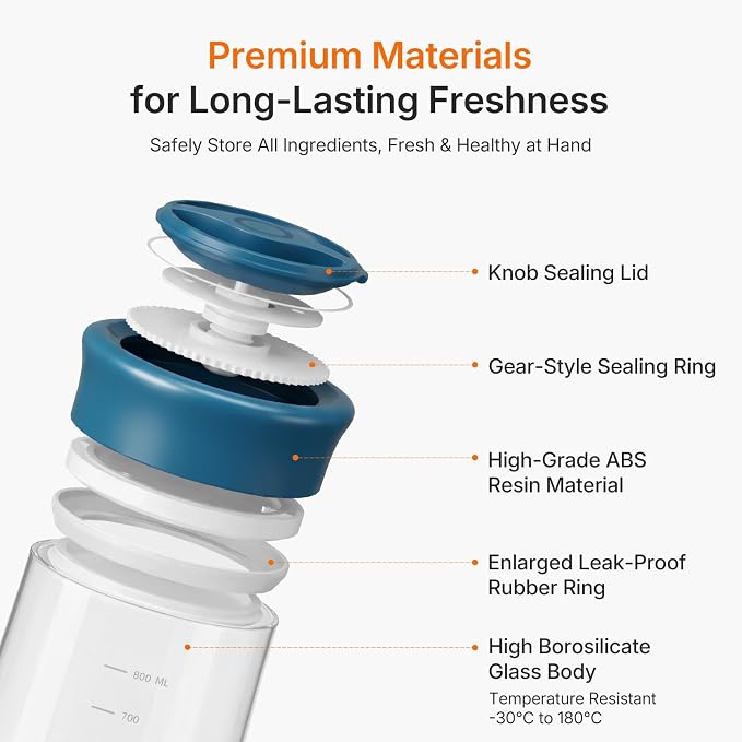 Airtight Food Jar with Blue Rotary Lid, 27oz Borosilicate Food Storage - Image 9