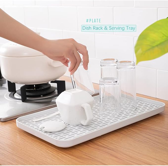 2Packs Serving Tray & Dish Rack & Flat Drain Board, Fruit Drain, Cup Drain - Image 4