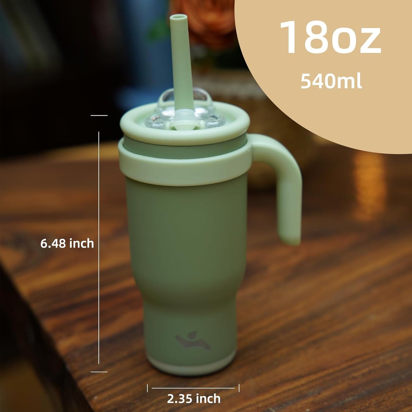 18 oz Tumbler with Side Handle, Insulated Water Bottle with Straw and 2 in 1 Lid, Stainless Steel Cup Travel Coffee Mug for Sports Office Gym,Sky Blue