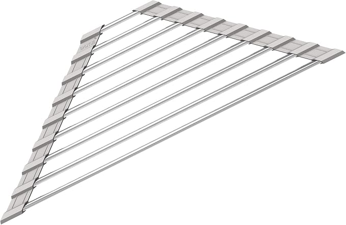 Triangle Dish Drying Rack for Sink Corner Roll Up Folding Stainless Steel - Image 8