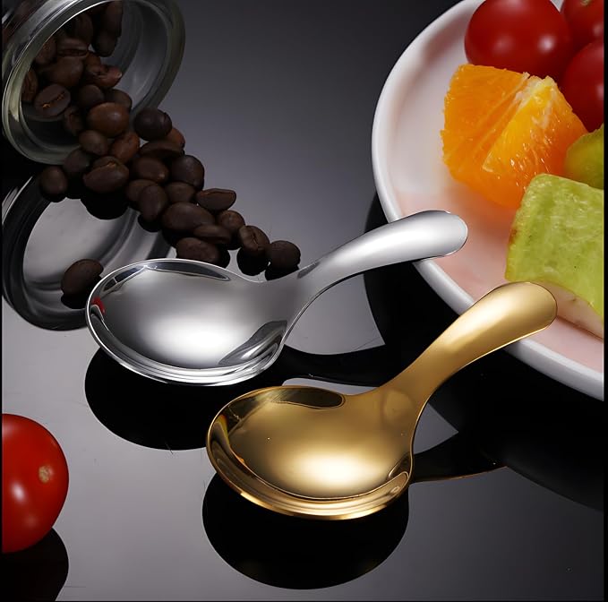 5PCS Short Handle Spoon, Stainless Steel Mini Spoons Thickened Small Round Spoon - Image 9