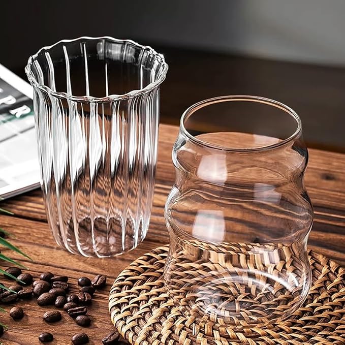2 Pcs Drinking Glasses Coffee Cup, 13oz Glassware Set, Iced Coffee Glasses - Image 4
