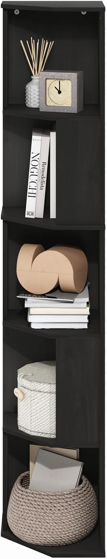 Furinno ECON Corner Shelf, 5-Tier Corner Book Shelf, Standing Storage Shelves - Image 5