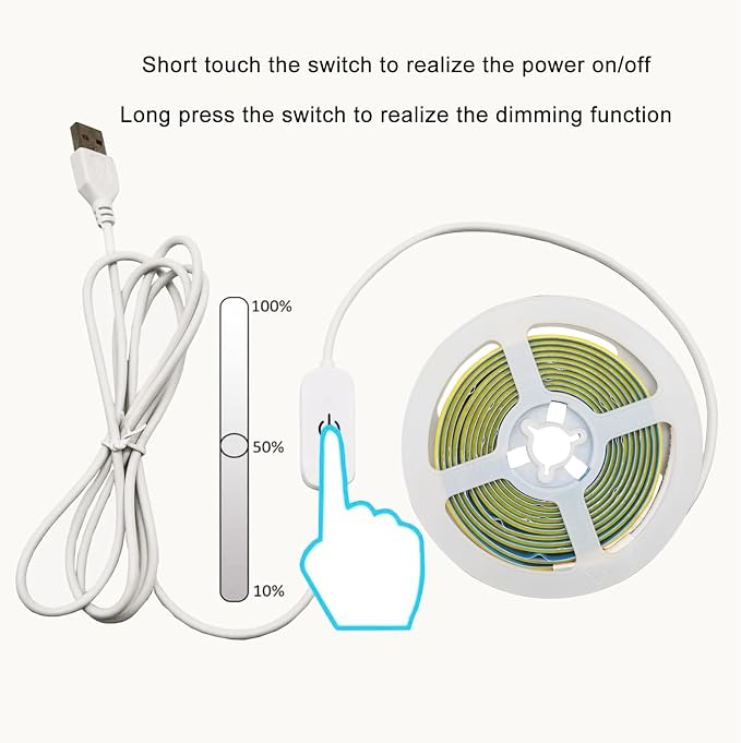 ZSLAIFU A 5V USB LED Light Strip, COB LED Strip Lights, Small LED Strip Light - Image 3