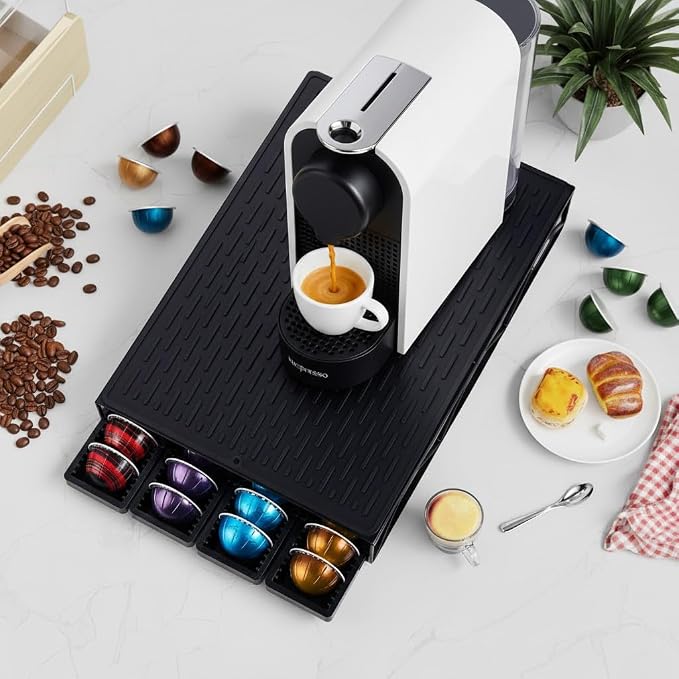 Coffee Pod Drawer Holder With 15''*11'' Coffee Mat Compatible with Nespresso - Image 2