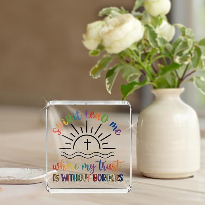 Christian Gifts for Women Men Desk Decor, Boho Inspirational Religious Acrylic - Image 4