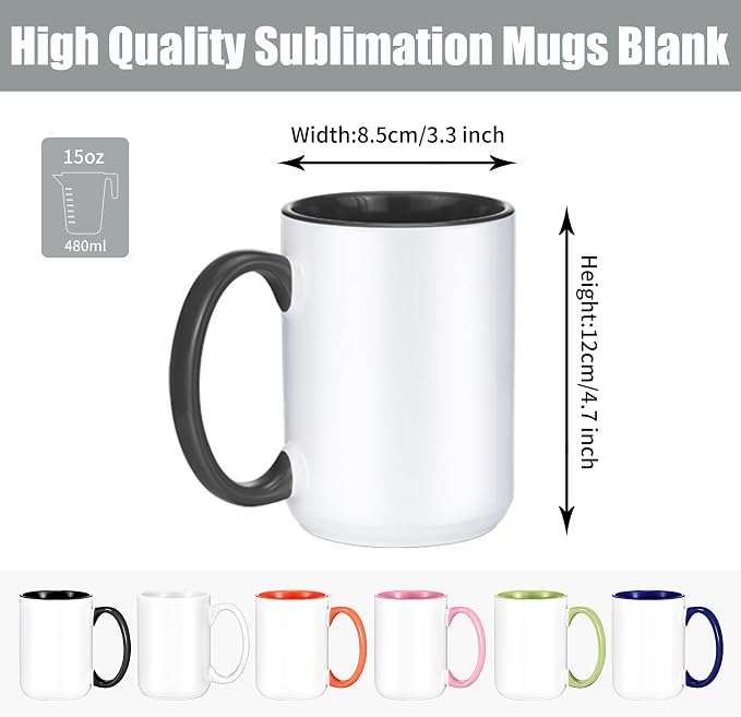 TANGLONG Sublimation Mugs 15 oz Set of 12 Sublimation Blank - Image 2